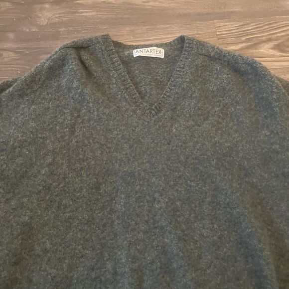 ANTARTEX Men’s Wool V-Neck Sweater Green/Grey Vintage Classic Size XL - Picture 6 of 13